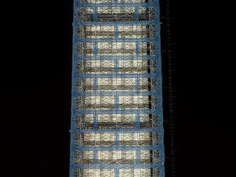 Washington Monument in scaffolding at night, viewed from the west [07]